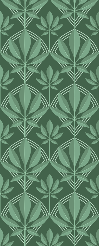 Bathroom vinyl rug in art deco green leaves - TenStickers
