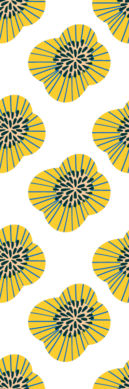 Bathroom vinyl rug with big blue and yellow flowers - TenStickers