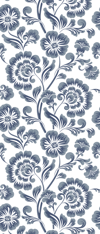 Bathroom vinyl rug with blue flowers on white background - TenStickers