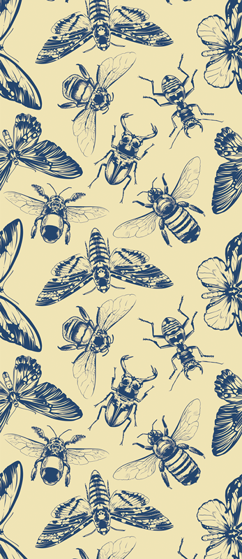 Bathroom vinyl rug with blue and yellow bee pattern - TenStickers