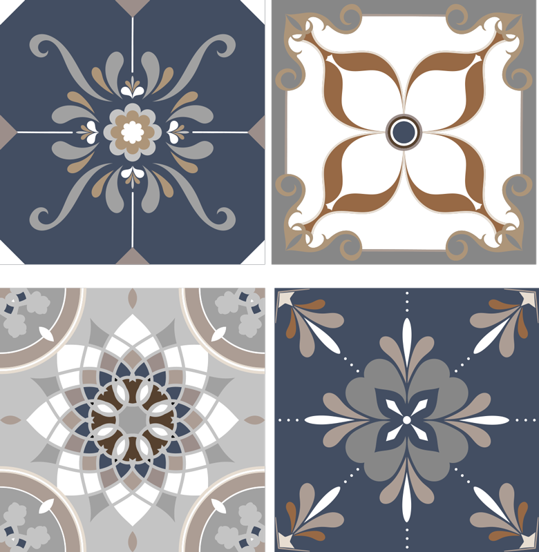 Bathroom vinyl rug classic flowers design - TenStickers