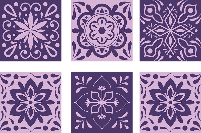 Bathroom vinyl rug with purple floral design - TenStickers