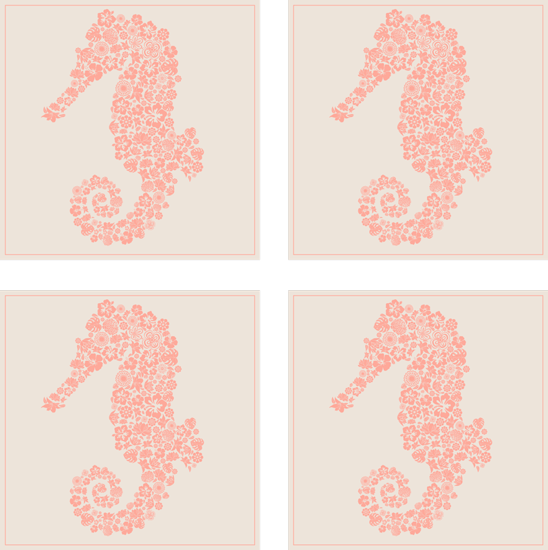 Floral sea horse bathroom vinyl rug - TenStickers