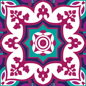 Bathroom vinyl rug in pink moroccan tile design - TenStickers