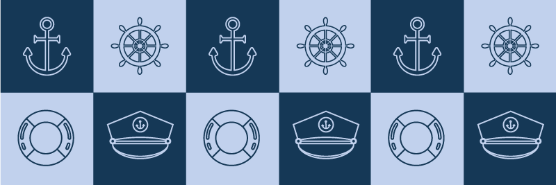 Bathroom vinyl rug with marine symbol tiles - TenStickers