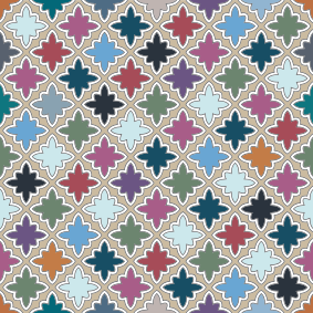 Colorful vintage irregular tile pattern bathroom vinyl rug - TenStickers