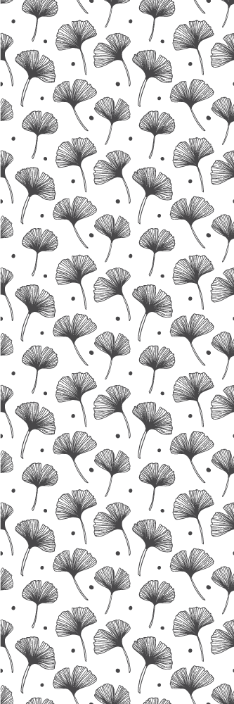 Gingko leaves white pattern bathroom vinyl rug - TenStickers
