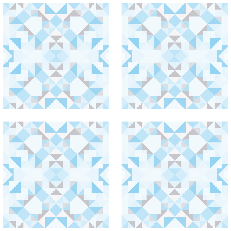 Bathroom vinyl rug in vintage blue grey tile design - TenStickers