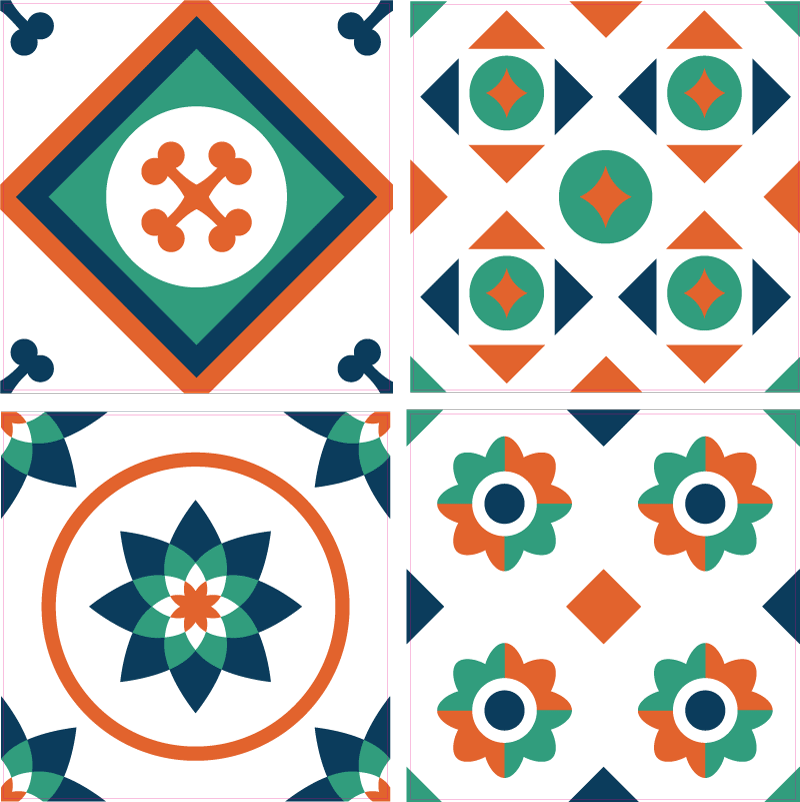 Bathroom vinyl rug with geometric tiles design - TenStickers