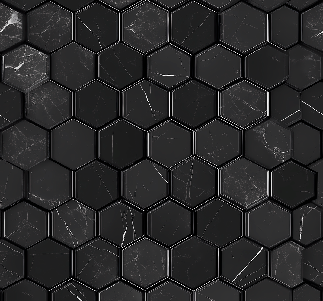Bathroom vinyl rug in black hexagon pattern - TenStickers
