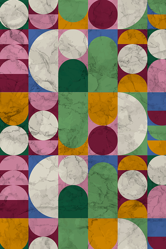 Bathroom vinyl rug with geometric textured patterns - TenStickers