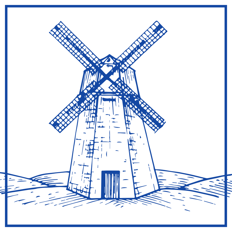 Kitchen vinyl rug with delft blue windmill design - TenStickers