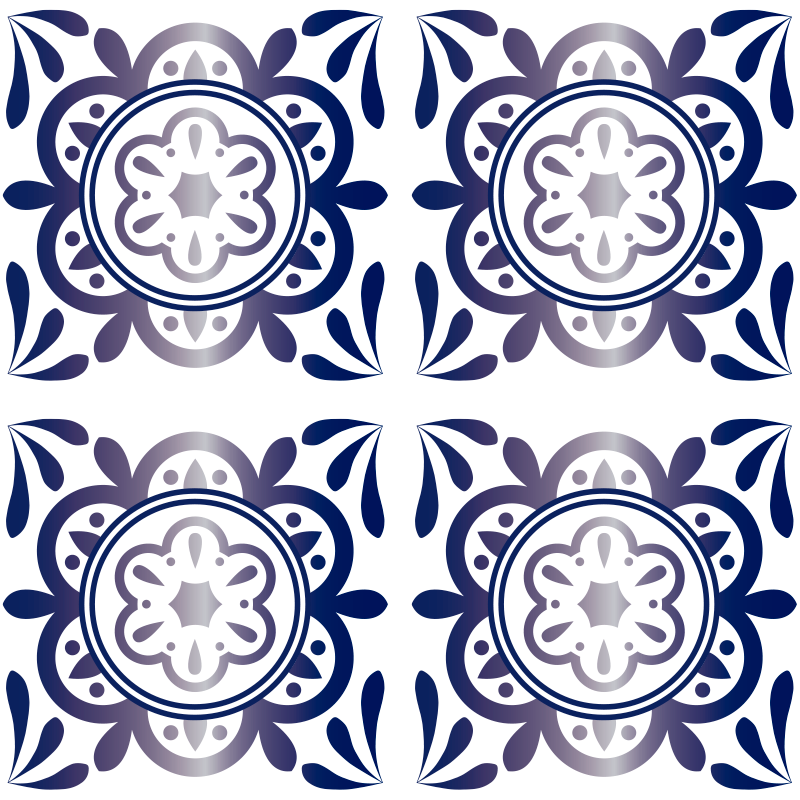Kitchen vinyl rug spanish tile antique blue - TenStickers