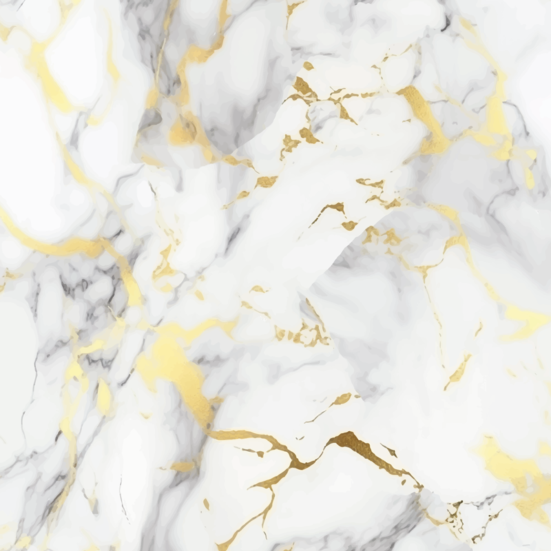 Kitchen vinyl rug in white marble with golden veins - TenStickers