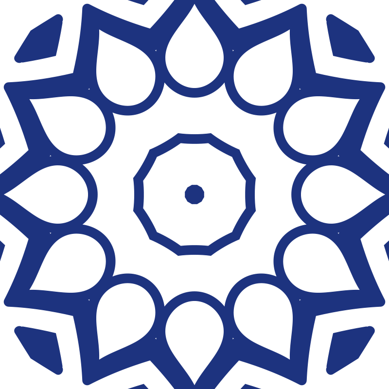 Kitchen vinyl rug with delft blue mandala flowers - TenStickers