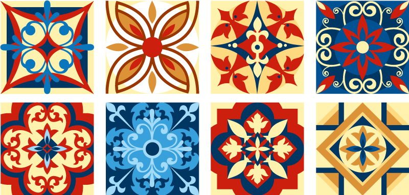 Kitchen vinyl rug with crifitio cement design - TenStickers