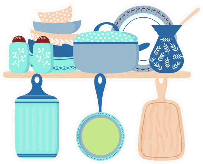 Kitchen vinyl rug for crockery ceramic cookware - TenStickers