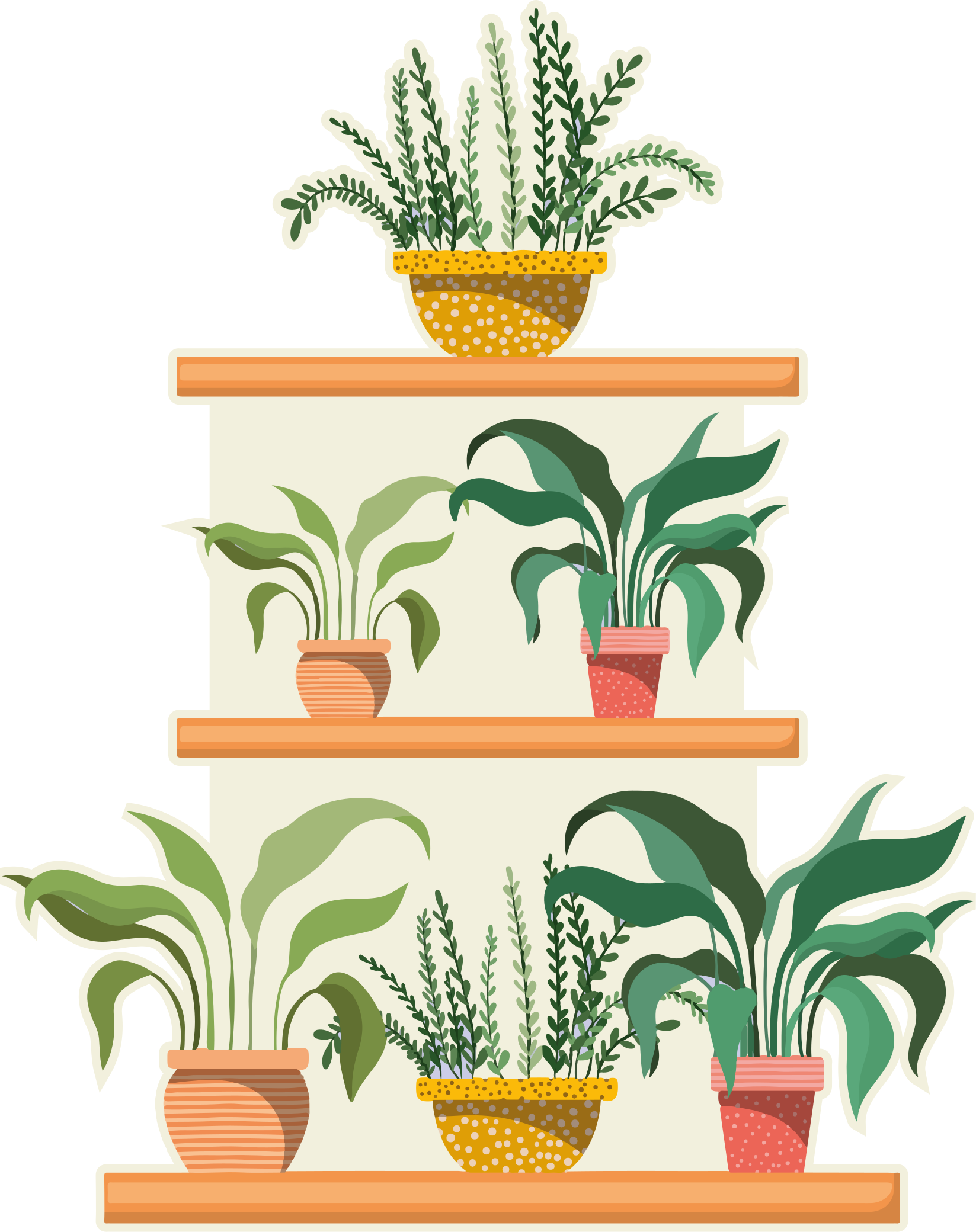 Kitchen vinyl rug with watercolor plant shelf - TenStickers
