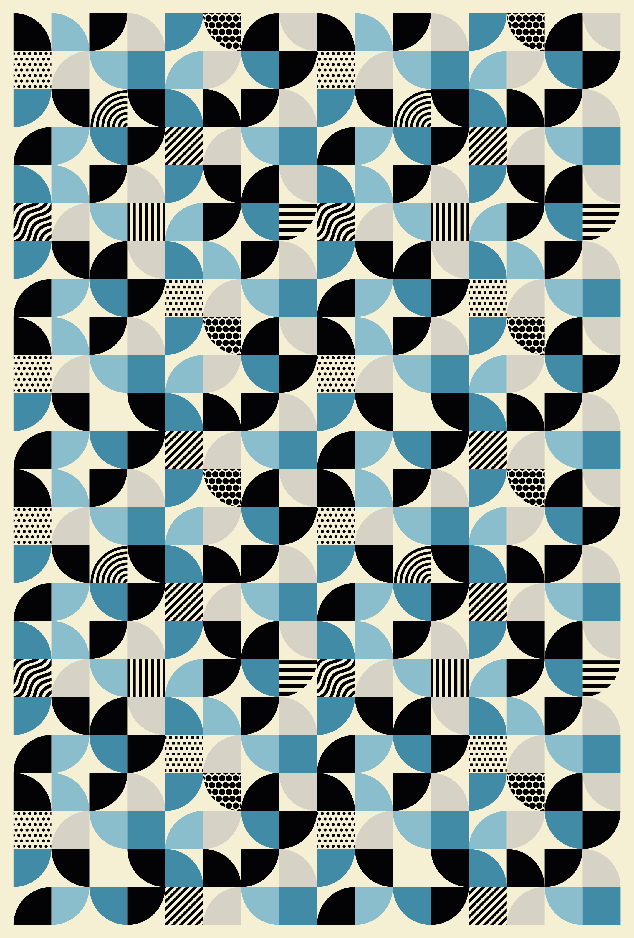Kitchen vinyl rug with retro blue bauhaus design - TenStickers