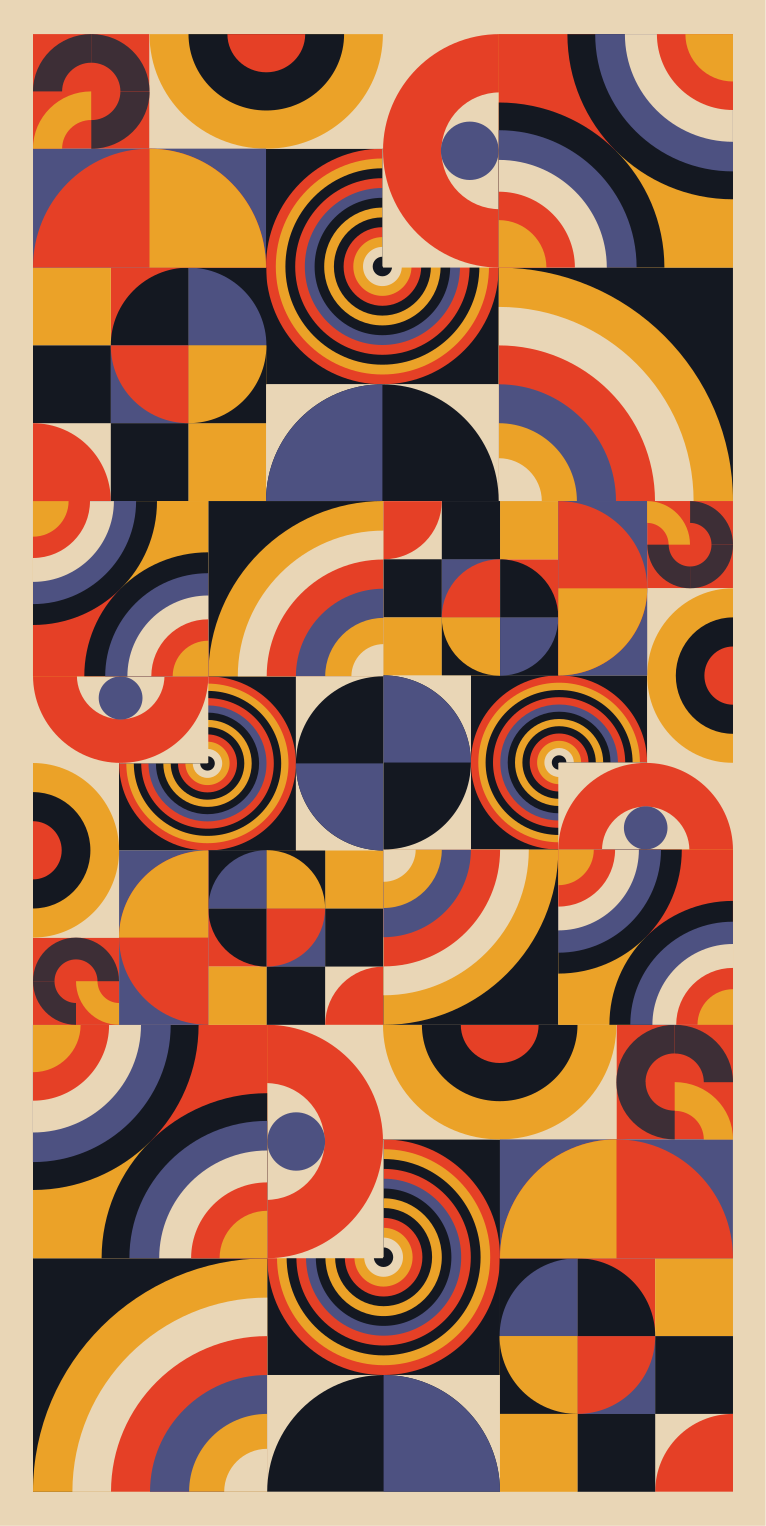 Kitchen vinyl rug in colorful bauhaus circles - TenStickers