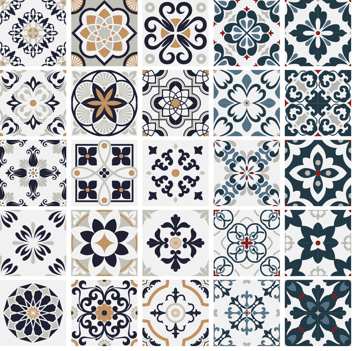 Kitchen vinyl rug with vintage tile decals - TenStickers