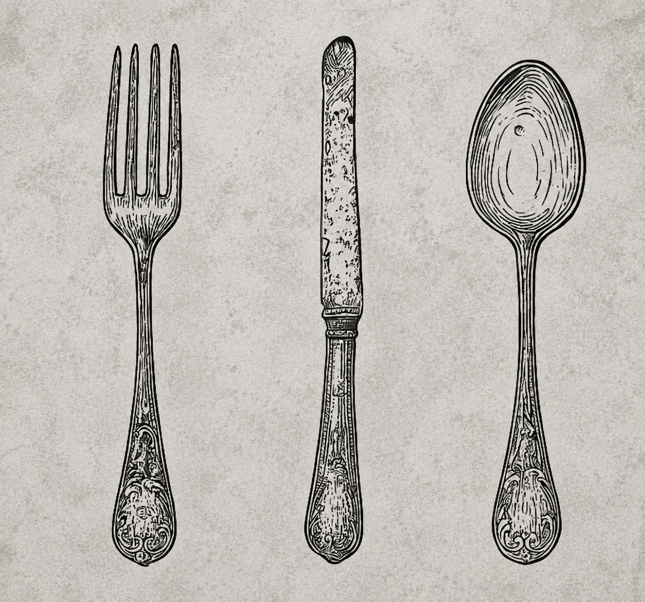 Kitchen vinyl rug in grey cutlery design - TenStickers