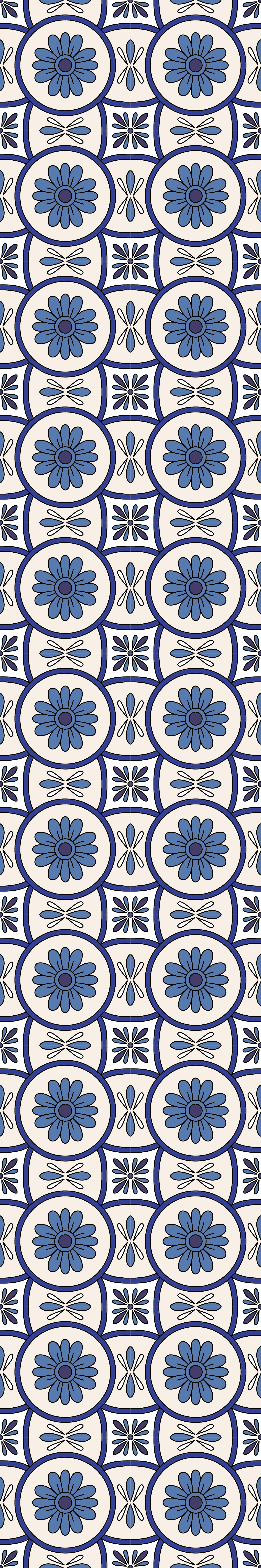 Kitchen vinyl rug featuring blue flower portuguese tile - TenStickers