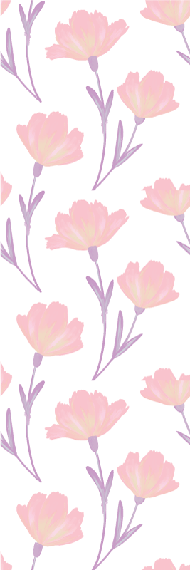 Bedroom vinyl rug with minimalistic watercolor wildflowers - TenStickers