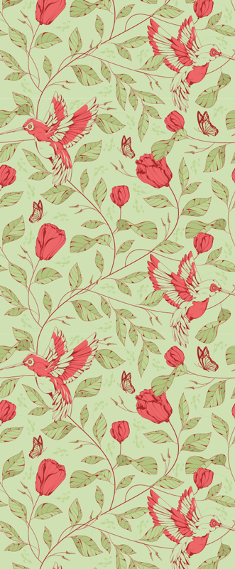 Bedroom vinyl rug with red tulip design - TenStickers