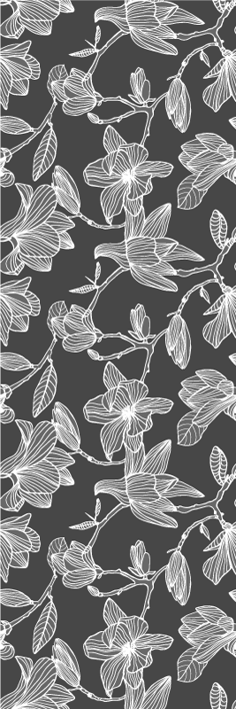 Bedroom vinyl rug with white and grey magnolias - TenStickers