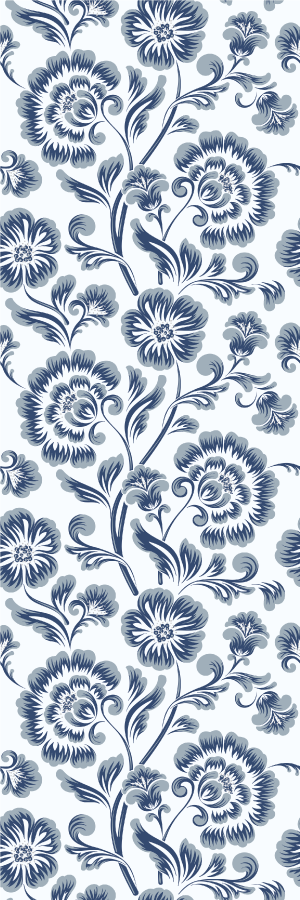 Bedroom vinyl rug with blue floral grandmillennial design - TenStickers