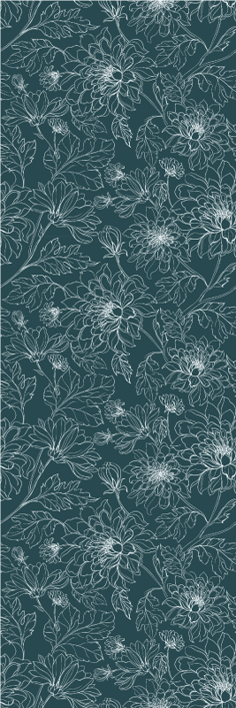 Bedroom vinyl rug grandmillennial white flowers - TenStickers