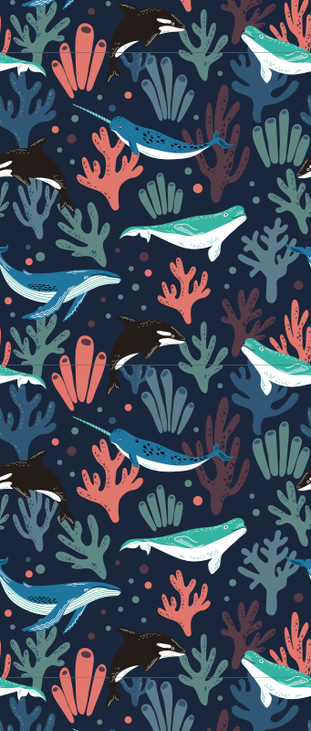 Bedroom vinyl rug with vibrant sea animals design - TenStickers