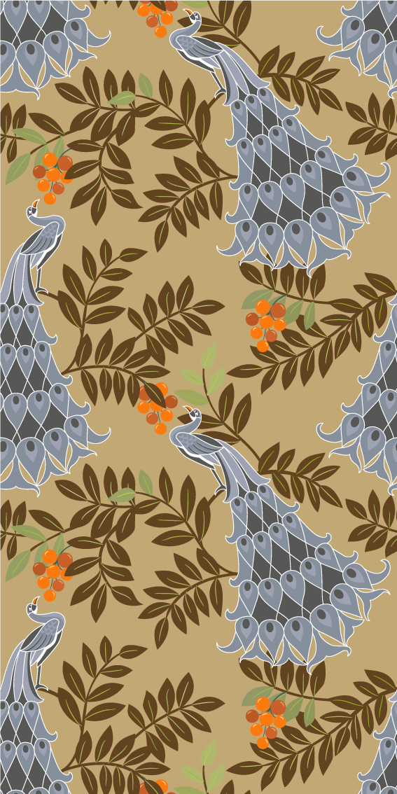 Bedroom vinyl rug with african gray peacock design - TenStickers