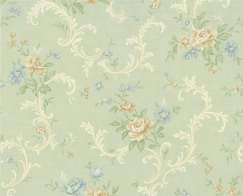 Bedroom vinyl rug with antique floral motif - TenStickers