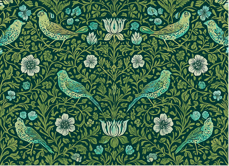 Bedroom vinyl rug with ornamental floral & bird design - TenStickers