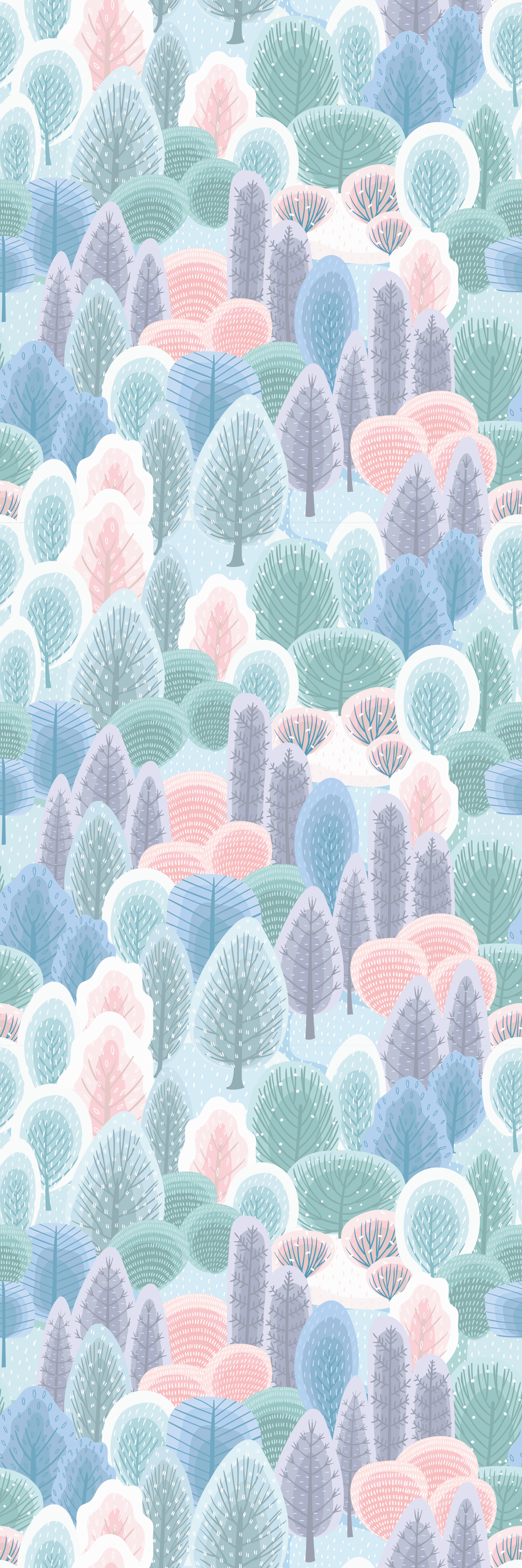 Bedroom vinyl rug in pastel winter forest pattern - TenStickers