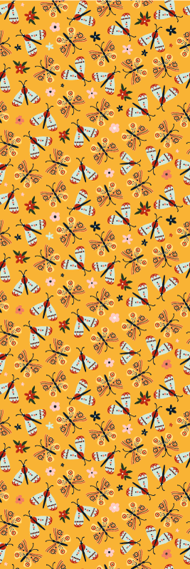 Bedroom vinyl rug with hand drawn butterflies - TenStickers
