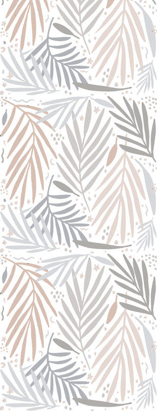 Scandinavian vinyl rug with white and gray leaves pattern - TenStickers