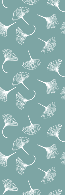 Scandinavian vinyl rug with light blue ginkgo leaves - TenStickers