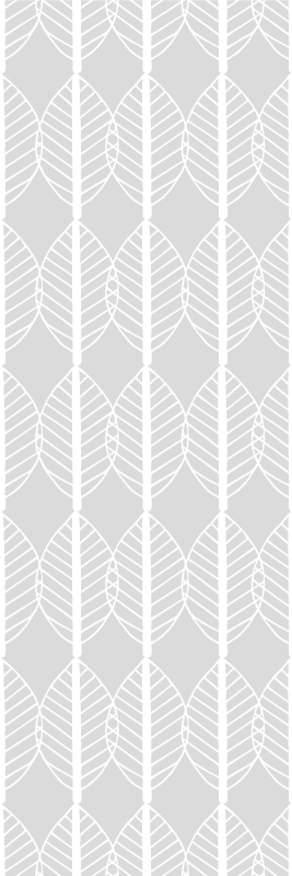 Scandinavian vinyl rug with white leaf lines on grey - TenStickers