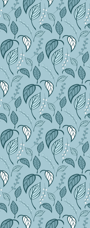 Scandinavian vinyl rug in blue leaf design - TenStickers