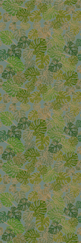 Scandinavian vinyl rug with japandi style monstera leaves - TenStickers