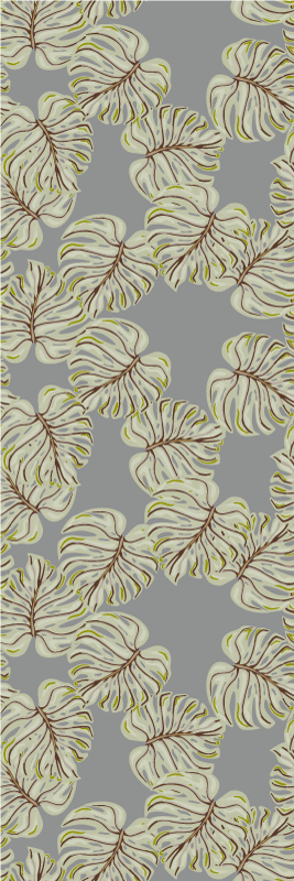 Scandinavian vinyl rug with gray minimalistic leaves - TenStickers