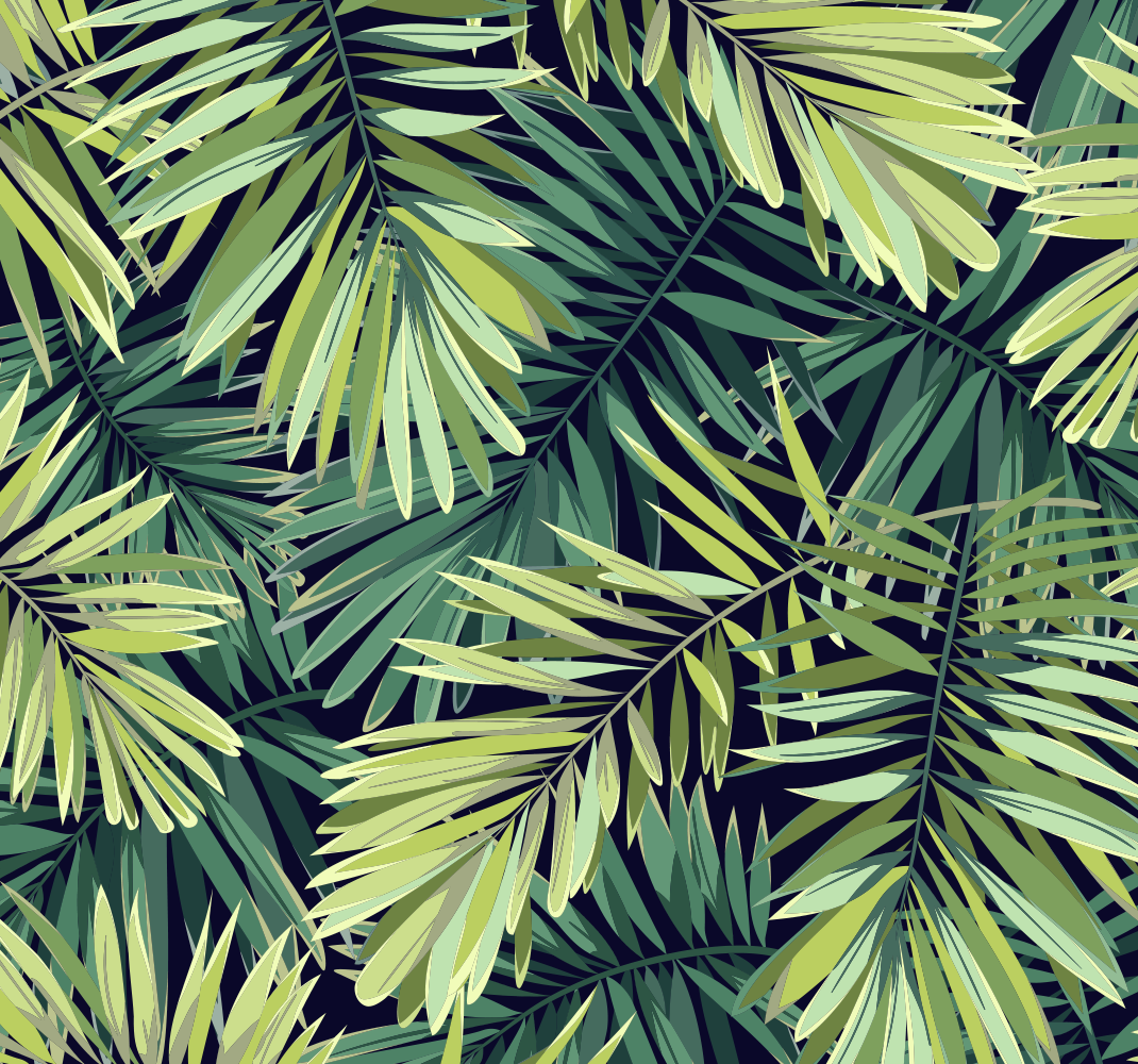 Nature vinyl rug with large green leaves - TenStickers
