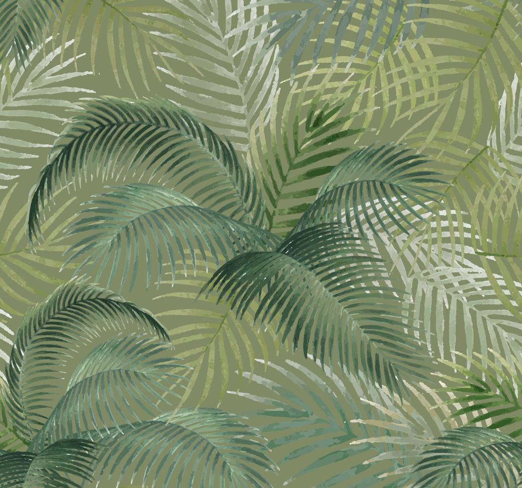 Nature vinyl rug with green leaves design - TenStickers