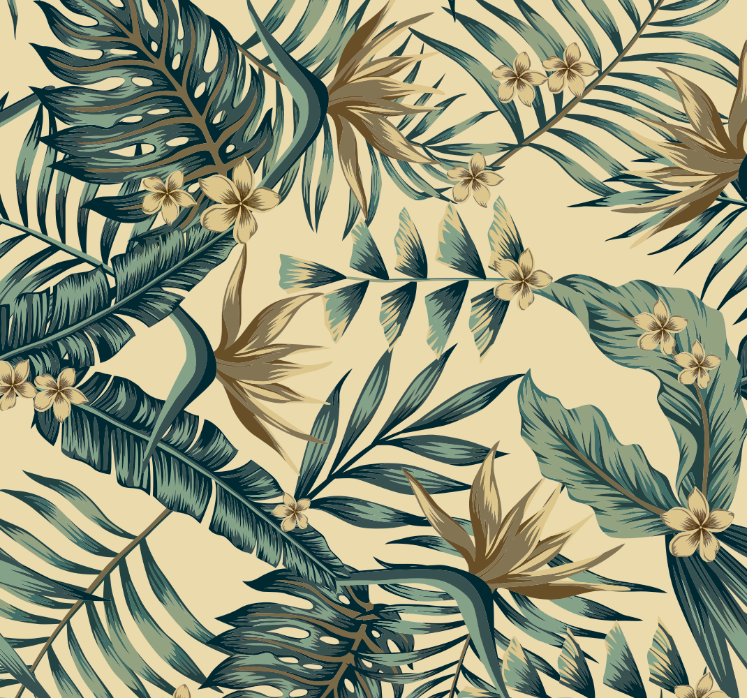 Tropical leaves nature vinyl rug - TenStickers