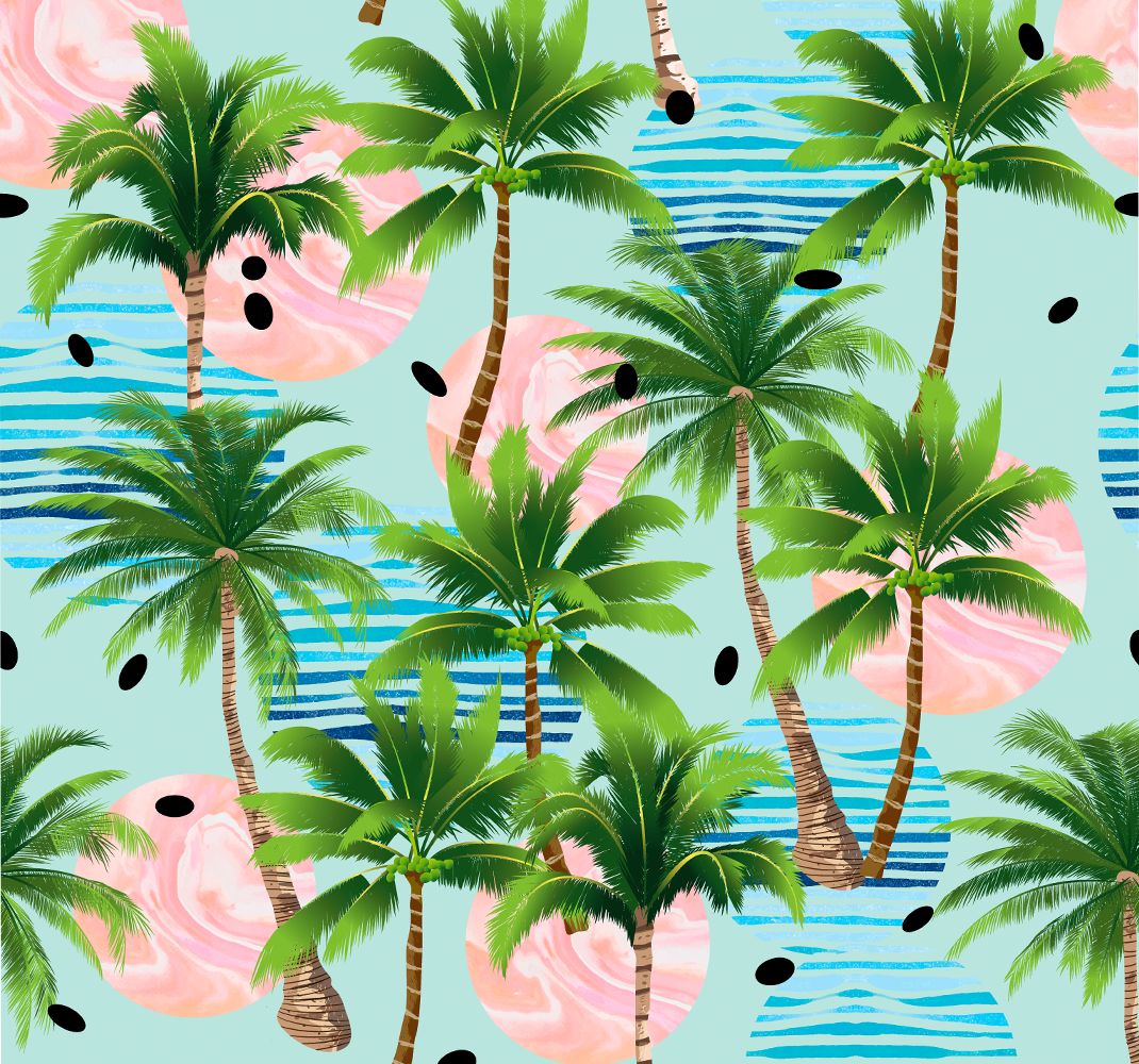 Nature vinyl rug with palm trees and waves - TenStickers