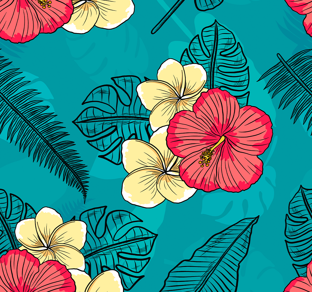 Nature vinyl rug hawaiian blossoms - TenStickers