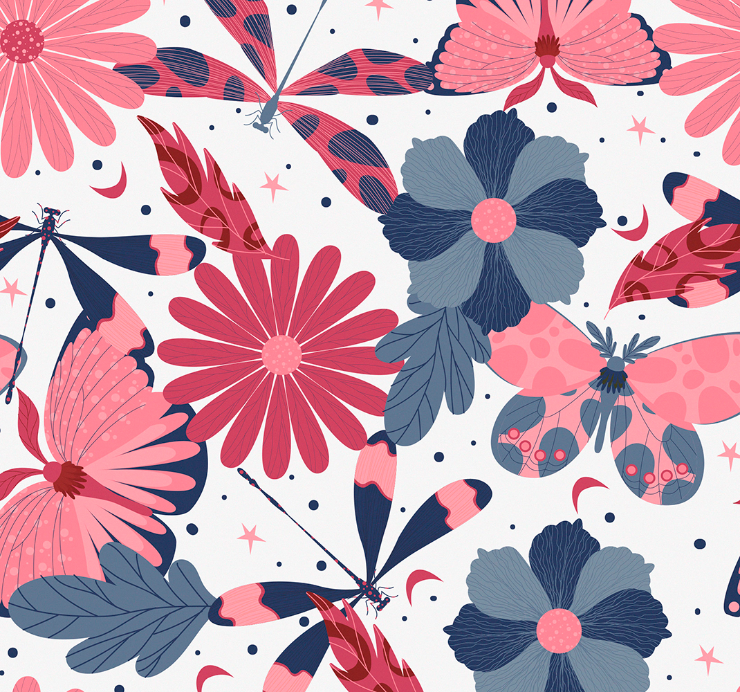 Nature vinyl rug with floral butterfly design - TenStickers